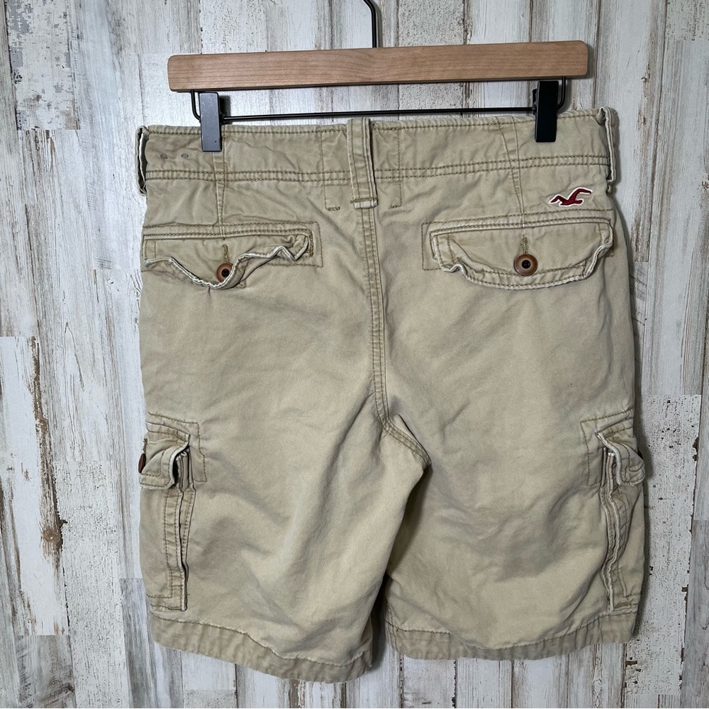 Hollister Vintage Y2K Cream Cargo Shorts Heavyweight Skater Baggy Mens Size 30